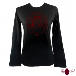 Camiseta mujer manga larga negra. Vikinga, granate. Toofeel