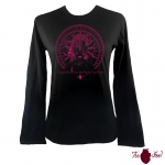Camiseta mujer manga larga negra. Vikinga, rosa. Toofeel