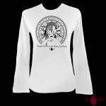 Camiseta mujer manga larga blanca. Vikinga, negro. Toofeel