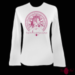 Camiseta mujer manga larga blanca. Vikinga, rosa. Toofeel