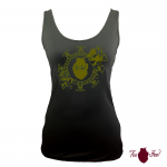 Camiseta tirantes, negra. Logotipo verde, toofeel moda alternativa