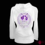 Sudadera mujer, blanca. Japonesa, morado. Toofeel moda alternativa