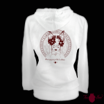 Sudadera mujer, blanca. Japonesa, granate. Toofeel moda alternativa