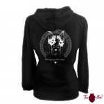 Sudadera mujer, negra. Japonesa, blanco. Toofeel moda alternativa