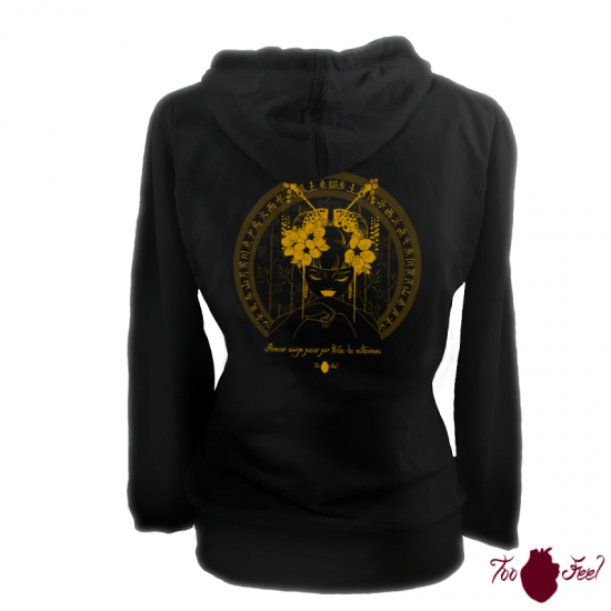 Sudadera mujer, negra. Japonesa, ámbar. Toofeel moda alternativa