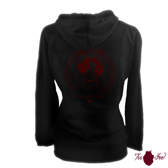 Sudadera mujer, negra. Japonesa, granate. Toofeel moda alternativa