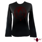 Camiseta mujer manga larga negra. Flamenca, granate. Toofeel