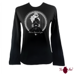 Camiseta mujer manga larga negra. Flamenca, blanco. Toofeel