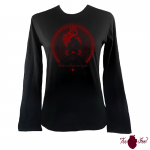 Camiseta mujer manga larga negra. Flamenca, rojo. Toofeel