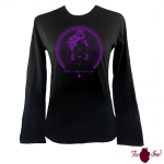Camiseta mujer manga larga negra. Flamenca, morado. Toofeel