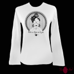 Camiseta mujer manga larga blanca. Flamenca, negro. Toofeel