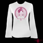 Camiseta mujer manga larga blanca. Flamenca, rosa. Toofeel