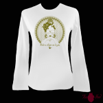 Camiseta mujer manga larga blanca. Flamenca, verde. Toofeel