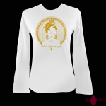 Camiseta mujer manga larga blanca. Flamenca, ámbar. Toofeel