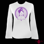 Camiseta mujer manga larga blanca. Flamenca, morado. Toofeel
