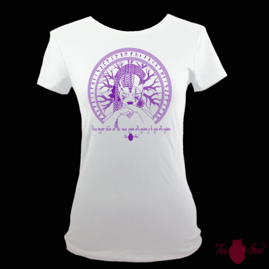 Camiseta manga corta blanca. Vikinga, morado. Toofeel