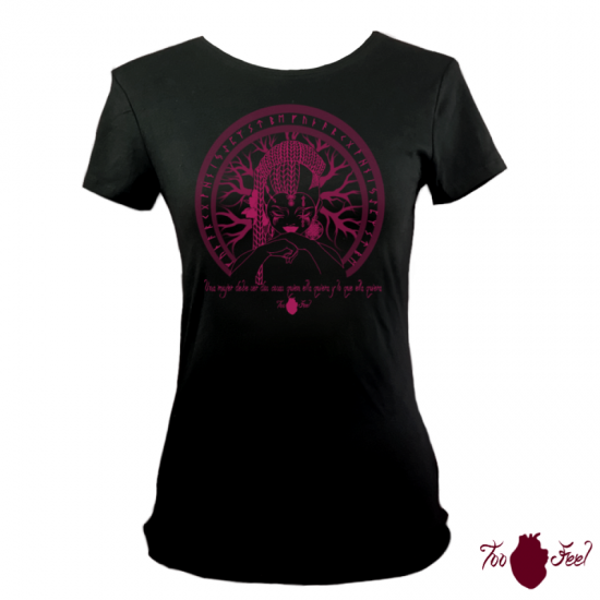 Camiseta manga corta negra. Vikinga, rosa. Toofeel
