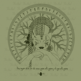 Camiseta manga corta negra. Vikinga, verde. Toofeel