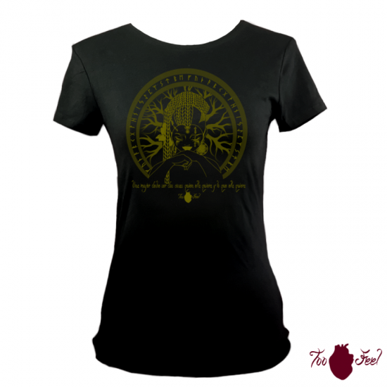 Camiseta manga corta negra. Vikinga, verde. Toofeel