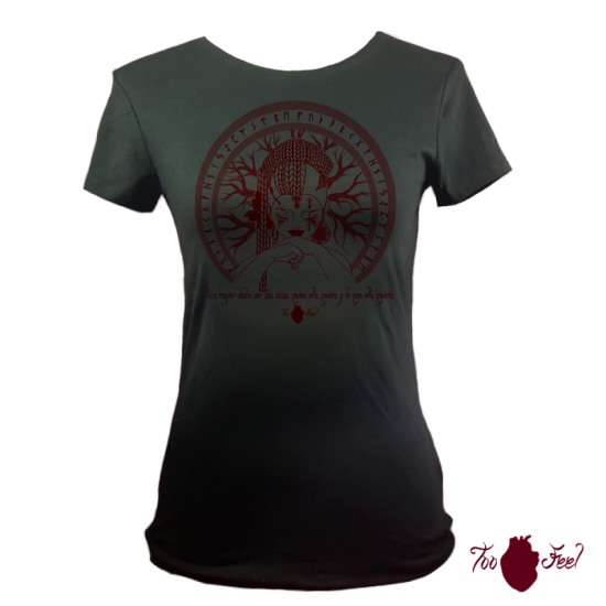 Camiseta manga corta negra. Vikinga, granate. Toofeel