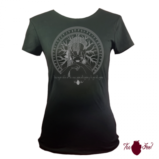 Camiseta manga corta negra. Vikinga, gris. Toofeel