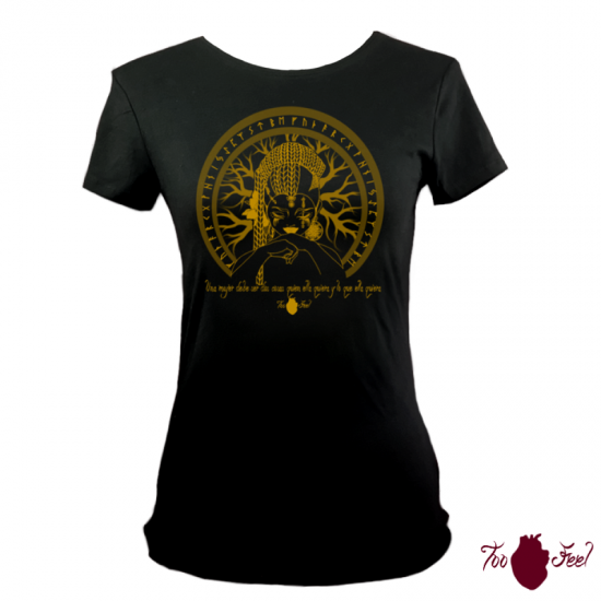 Camiseta manga corta negra. Vikinga, ámbar. Toofeel
