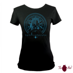 Camiseta manga corta negra. Vikinga, azul. Toofeel