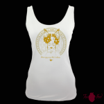 Camiseta tirantes, blanca. Japonesa, ámbar. Toofeel