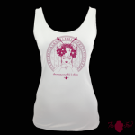 Camiseta tirantes, blanca. Japonesa, rosa. Toofeel