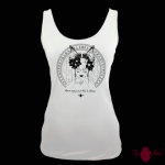 Camiseta tirantes, blanca. Japonesa, negro. Toofeel