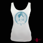Camiseta tirantes, blanca. Flamenca, azul. Toofeel