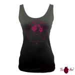 Camiseta tirantes, negra. Japonesa, rosa. Toofeel