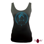 Camiseta tirantes, negra. Flamenca, azul. Toofeel