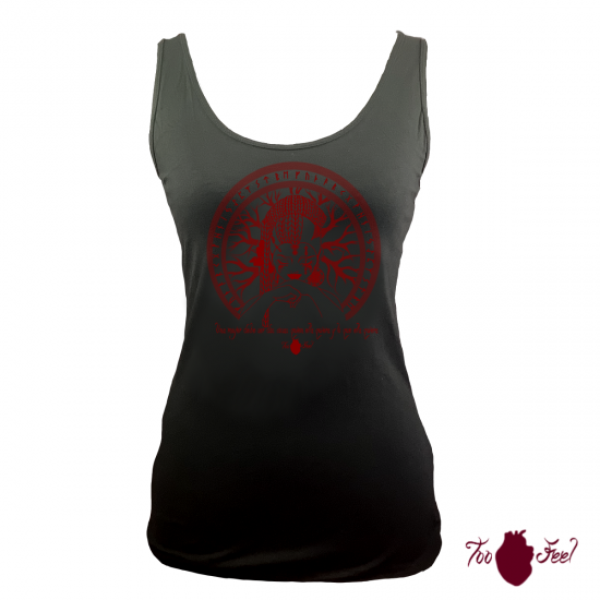 Camiseta tirantes, negra. Vikinga, rojo. Toofeel