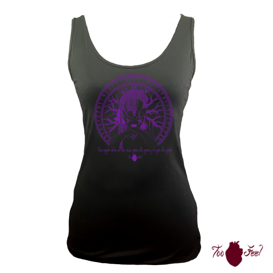 Camiseta tirantes, negra. Vikinga, morado. Toofeel