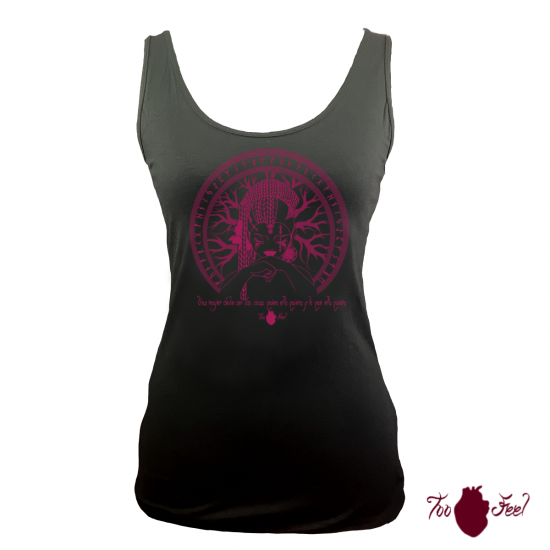 Camiseta tirantes, negra. Vikinga, rosa. Toofeel