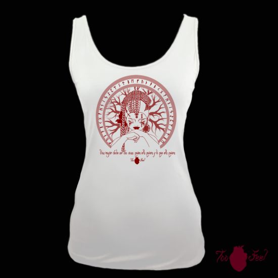 Camiseta tirantes, blanca. Vikinga, rojo. Toofeel
