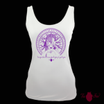 Camiseta tirantes, blanca. Vikinga, morado. Toofeel