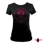 Camiseta manga corta negra. Japonesa, rosa. Toofeel