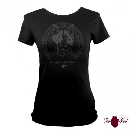 Camiseta manga corta negra. Japonesa, gris. Toofeel
