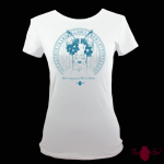 Camiseta manga corta blanca. Japonesa, azul. Toofeel