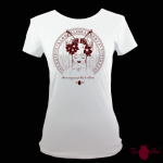 Camiseta manga corta blanca. Japonesa, granate. Toofeel