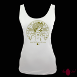 Camiseta tirantes, blanca. Africana, verde. Toofeel