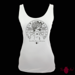 Camiseta tirantes, blanca. Africana, gris. Toofeel