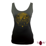 Camiseta tirantes, negra. Africana, ámbar. Toofeel