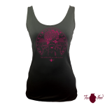 Camiseta tirantes, negra. Africana, rosa. Toofeel