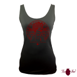 Camiseta tirantes, negra. Africana, rojo. Toofeel