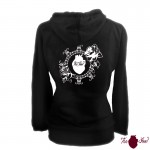 Sudadera mujer, negra. Logotipo grande, blanco. Toofeel moda alternativa