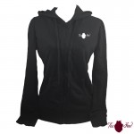 Sudadera mujer, negra. Logotipo, blanco. Toofeel moda alternativa