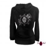 Sudadera mujer, negra. Logotipo, gris. Toofeel moda alternativa